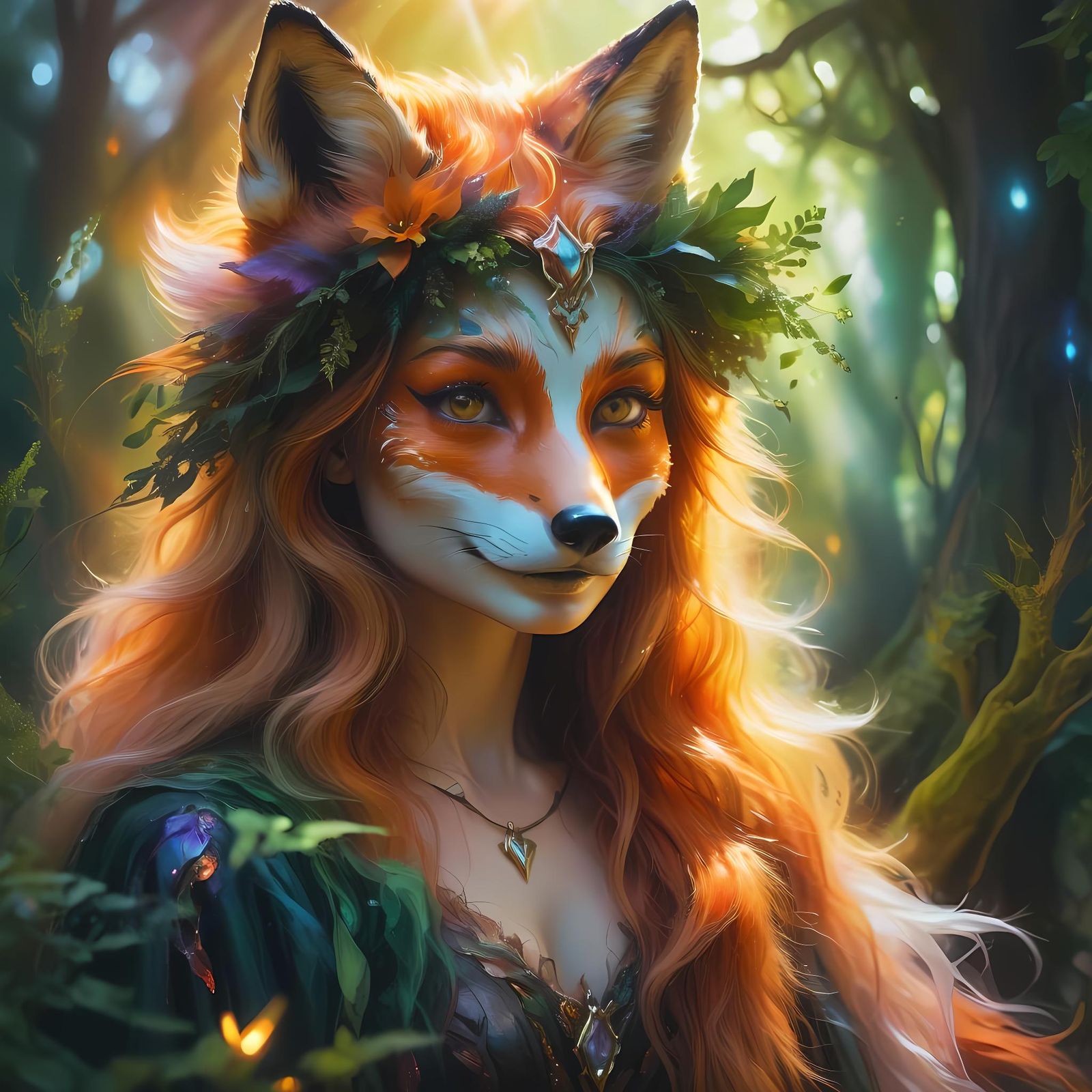 Enchanting Fox Witch Fantasy Portrait