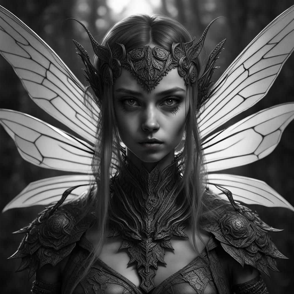 Eerie Fairy Portrait in Dark Fantasy Style