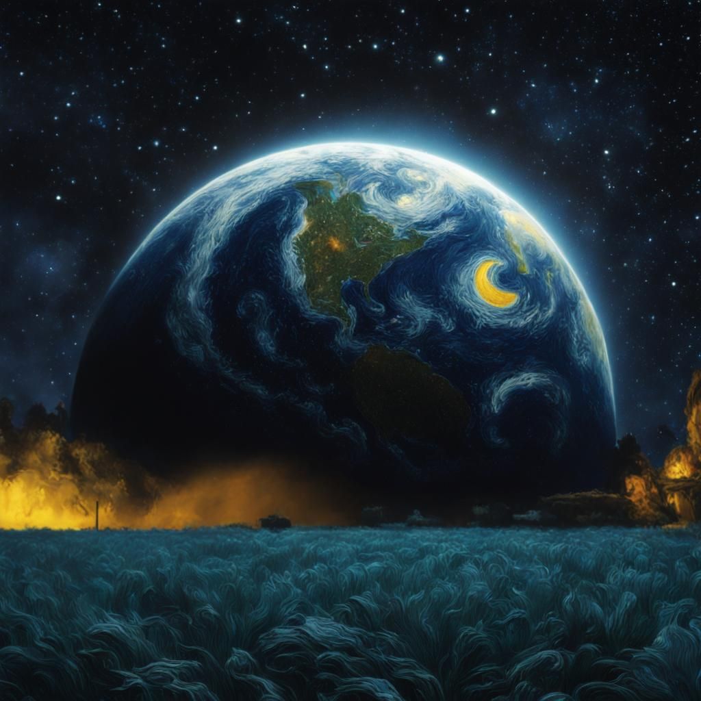 Hyper-realistic Starry Night: A Detailed Matte Painting