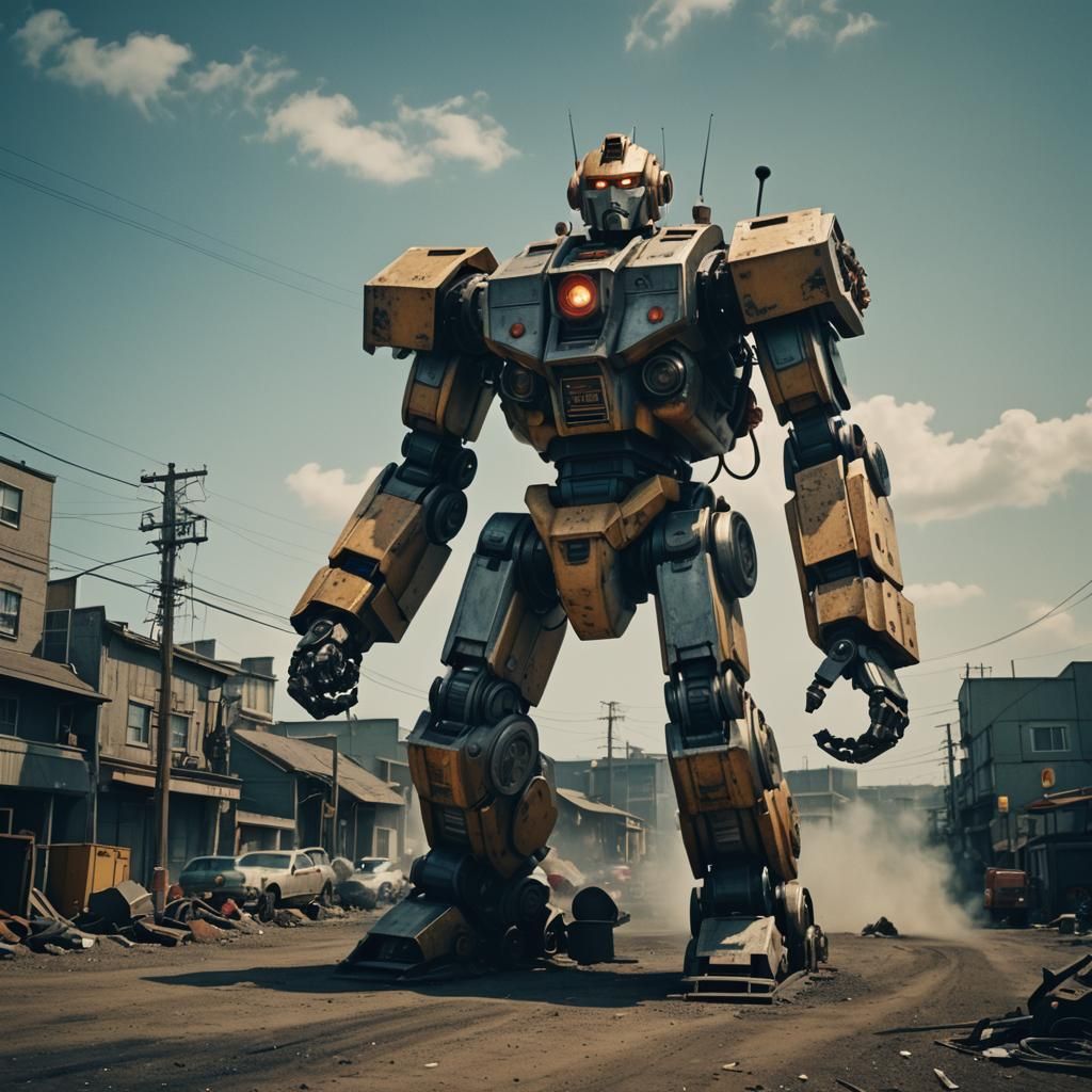 Epic Giant Robot in Cinematic Film Style