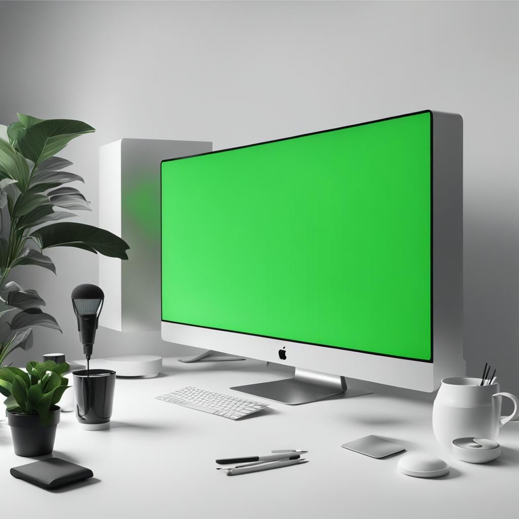 Mac Pro Display Mockup with Green Screen in Graffiti Art