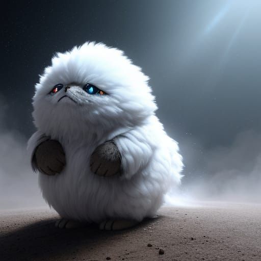 Sad Fluffy Alien Creature in Hyper-Realistic Concept Art