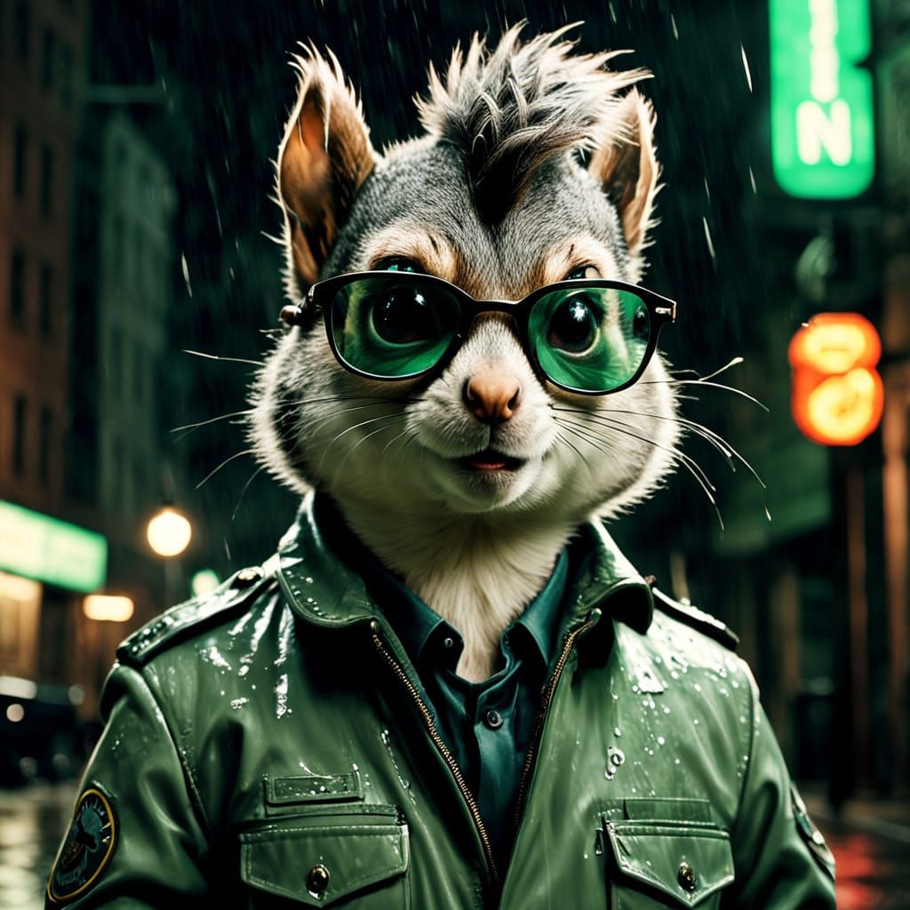 Squirrel as Travis Bickle in Film Noir Style