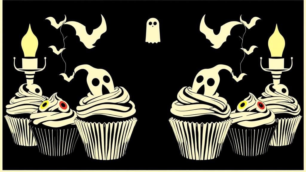 Eerie Cupcakes in Pop Art Style with Bauhaus Influence
