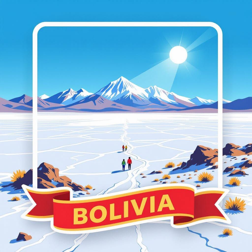 Vibrant Bolivia Travel Sticker of Salar de Uyuni