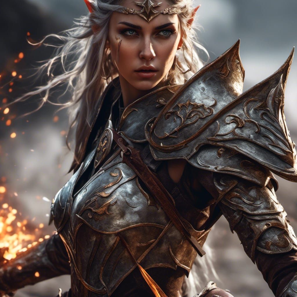 Elf Paladin Charging into Battle in HDR