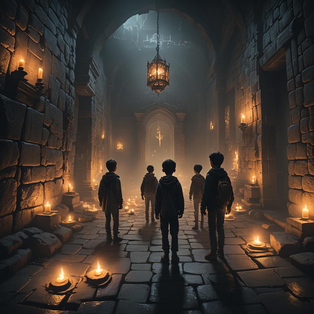 Eerie Dark Fantasy Scene with Mystical Symbols