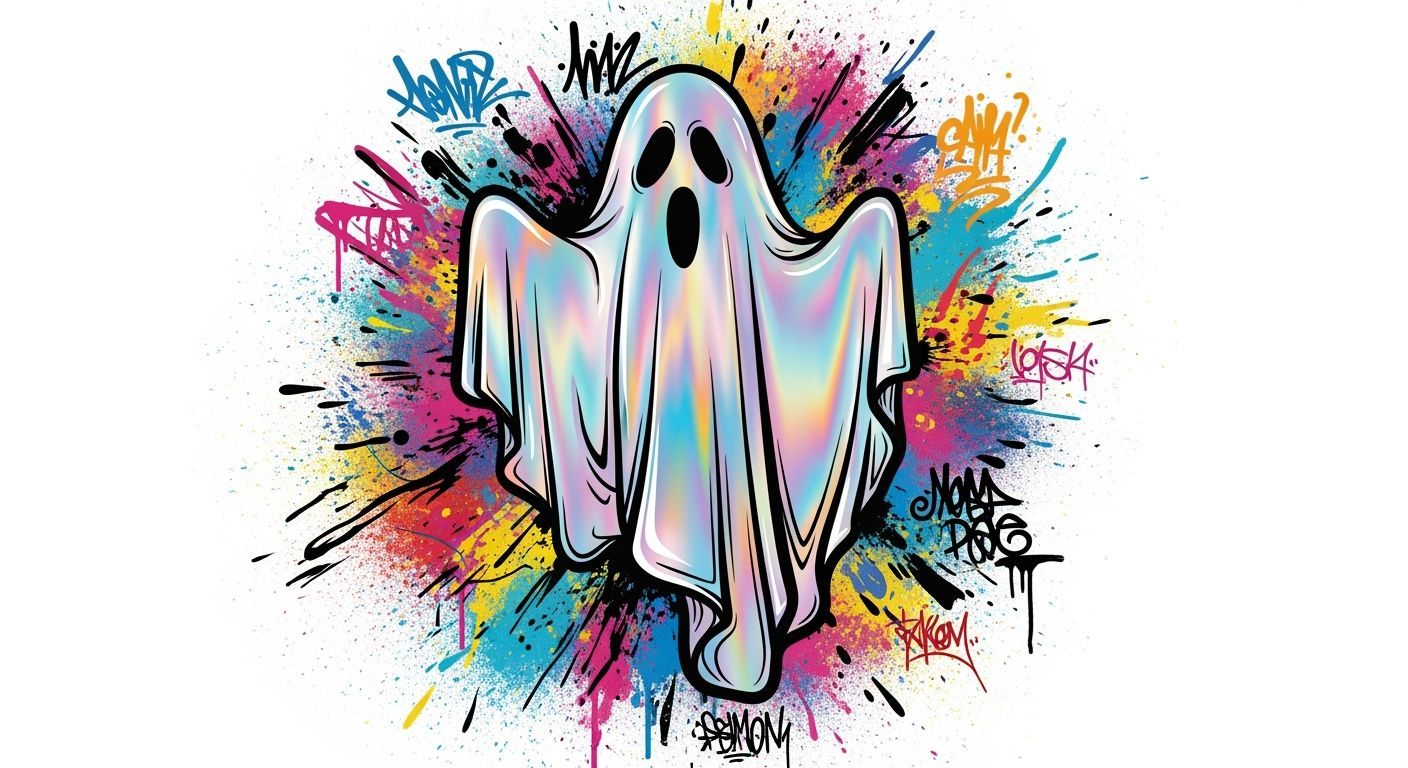 Iridescent Ghost in Graffiti Art Style