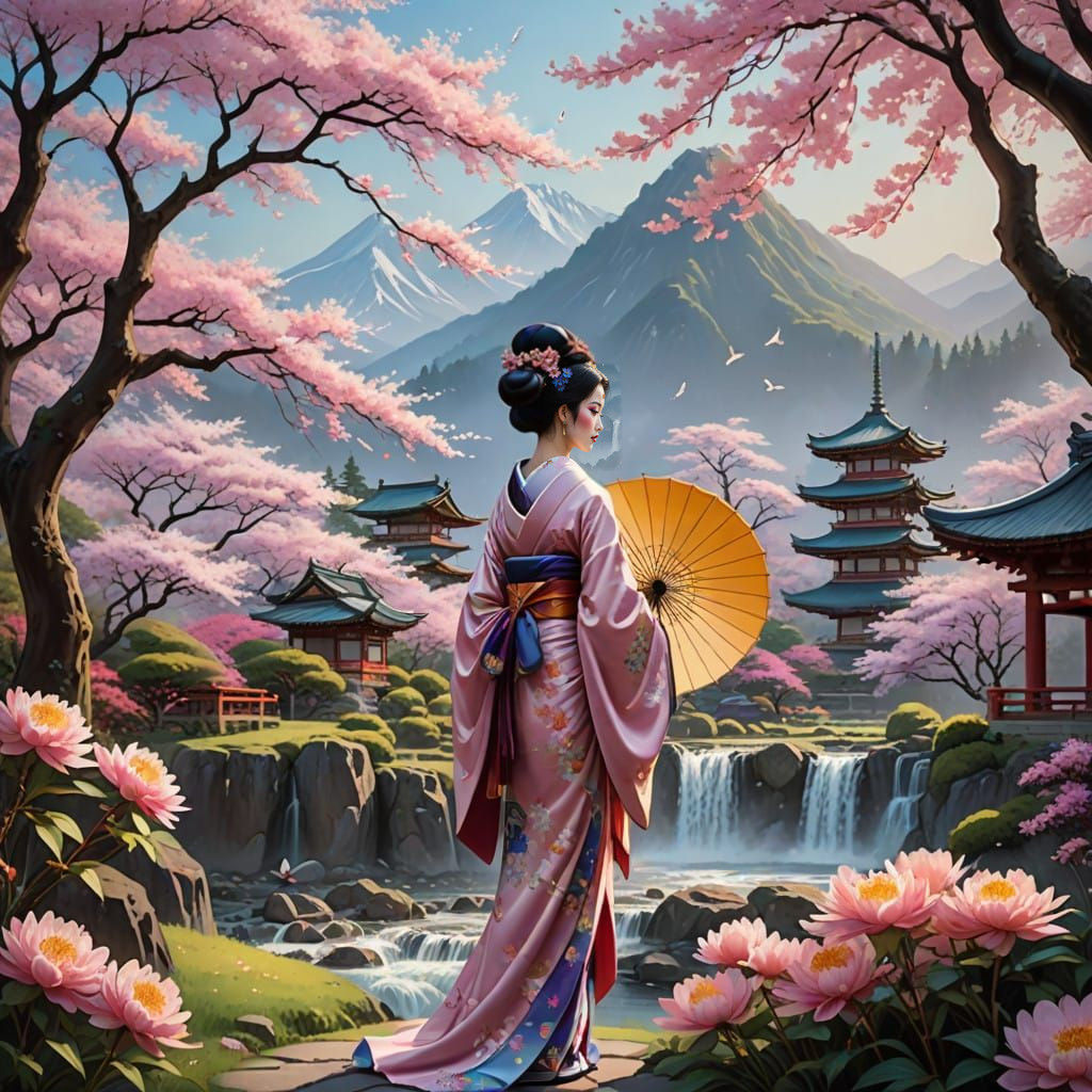 Ethereal Geisha in Bloom