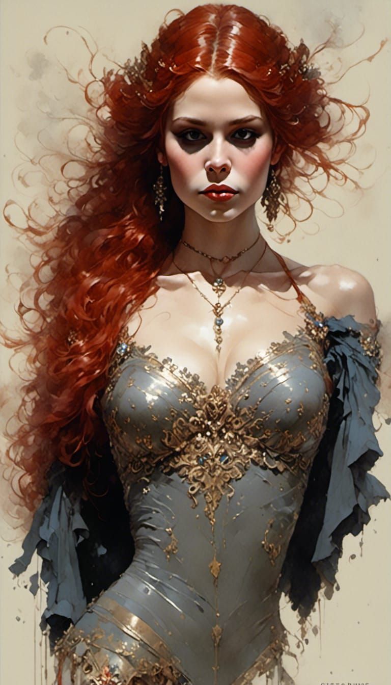 Fantasy Ballerina with Jeweled Corset, Digital Art