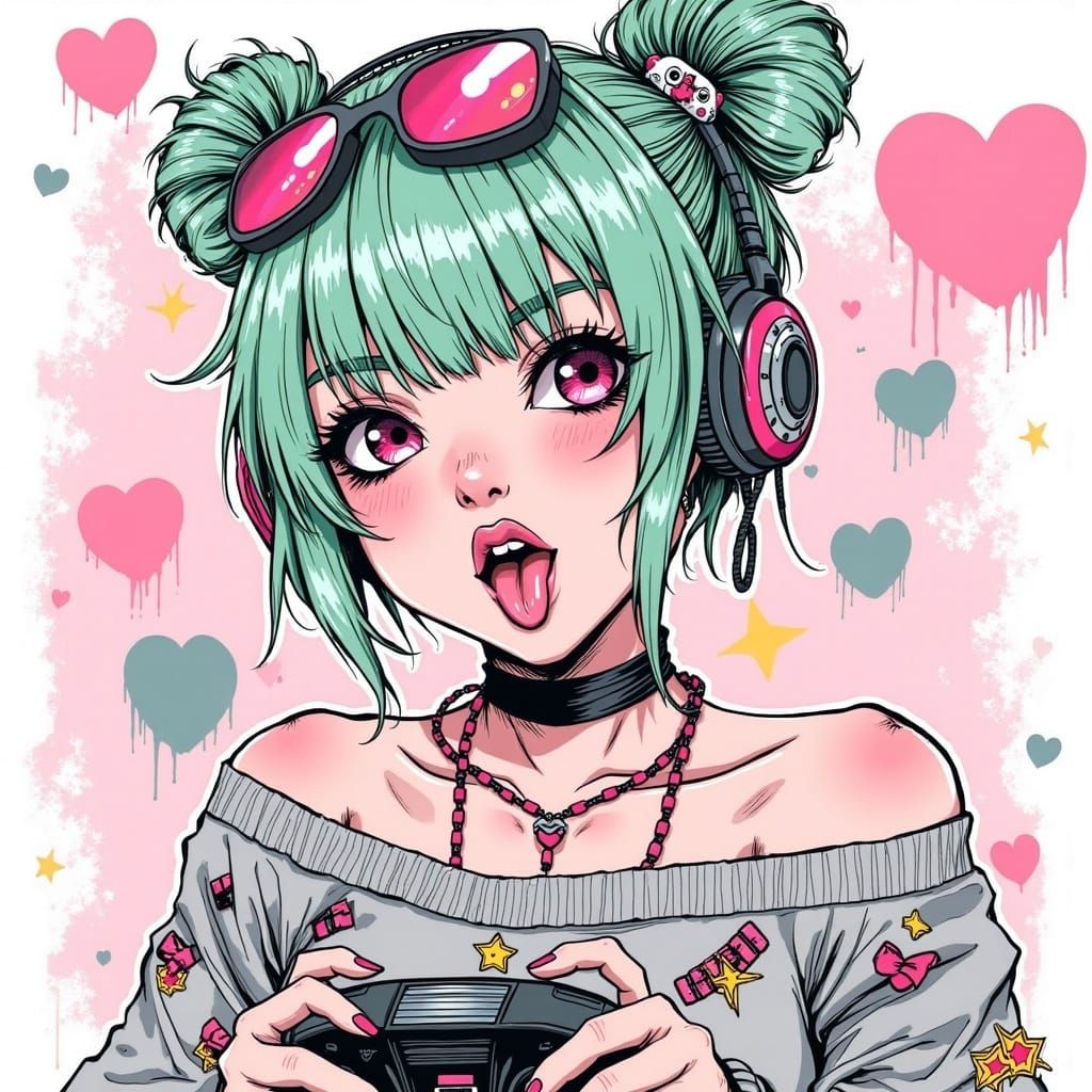 Gaming Kawaii Girl in Pastel Paradise