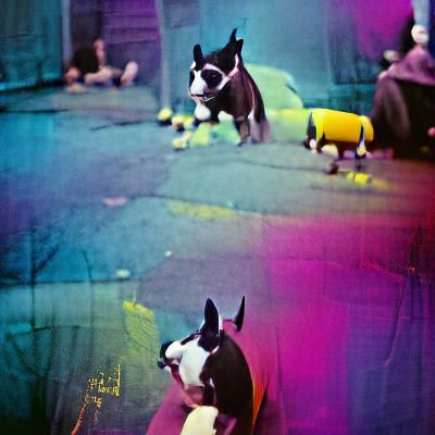 Boston Terrier in Colourful Film Noir Style