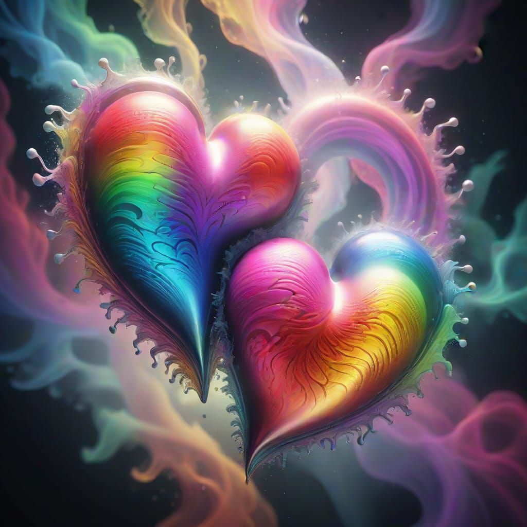 Ethereal Candy Hearts in Surreal, Biomechanical Bliss