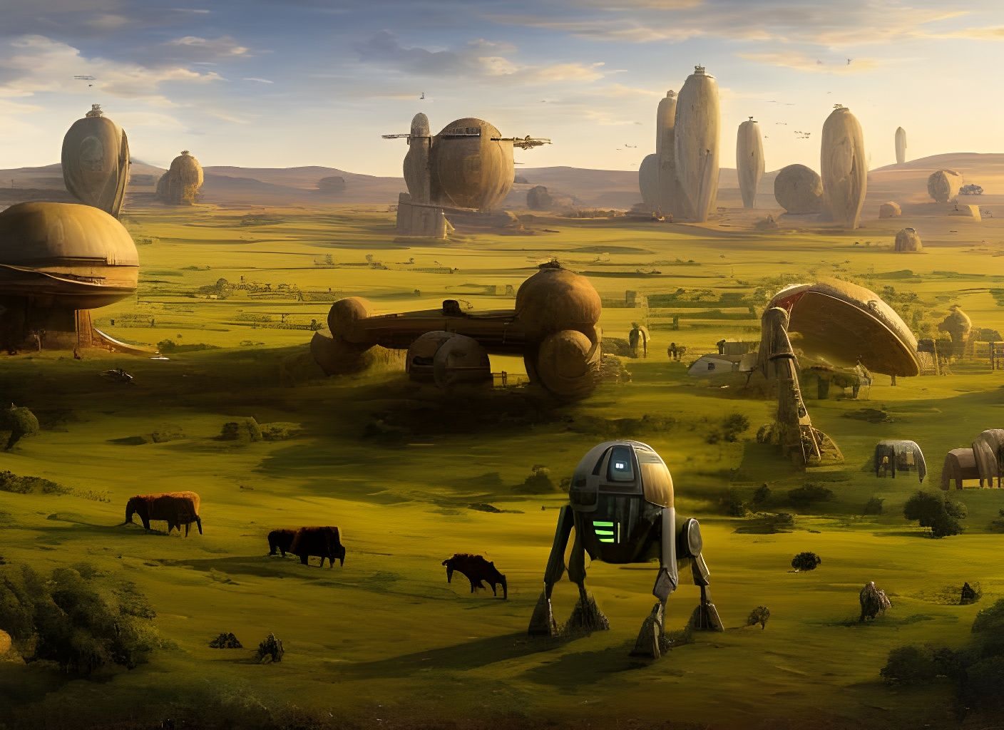 Futuristic Farm on Dantooine: Oil Painting
