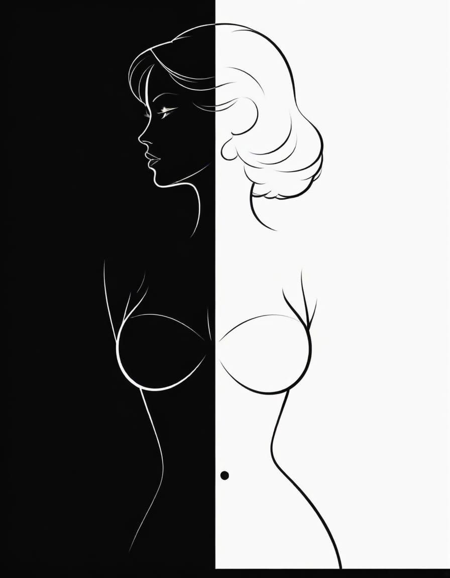 Minimalist Bombshell: Black and White Contour Art