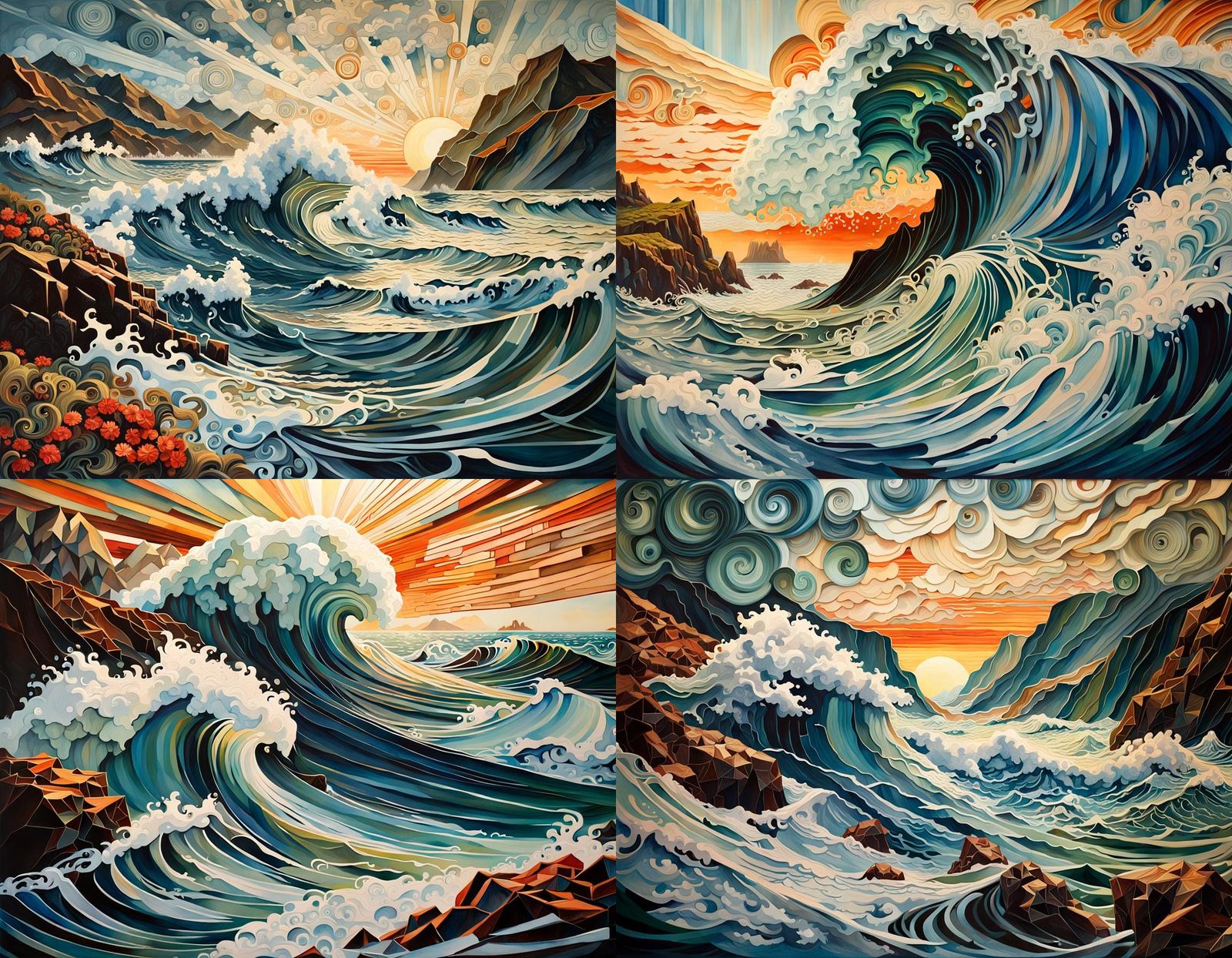 Madeira Coast: Surreal Wavepunk Landscape Painting