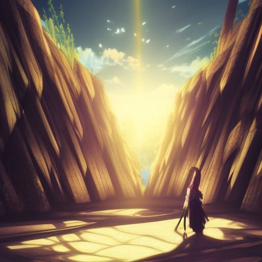 Anime Landscape with Blended Colors and Sharp Details
