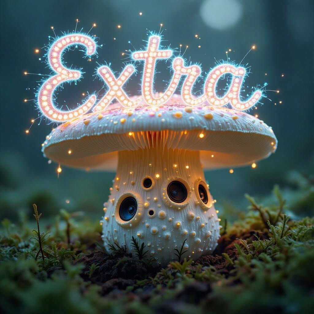 Iridescent Mushroom with LED Lights and Visible Frequencies