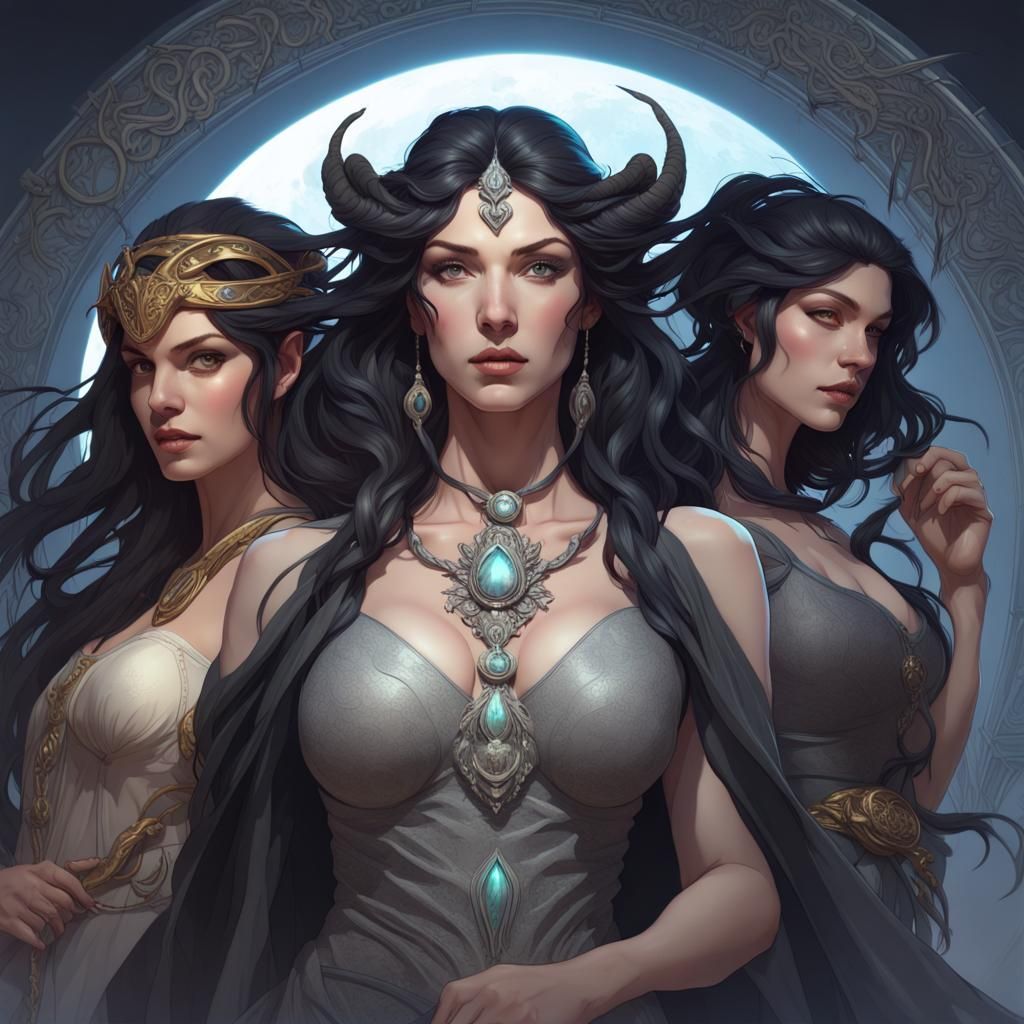 Moon Goddess: Dark Pre-Raphaelite Portrait