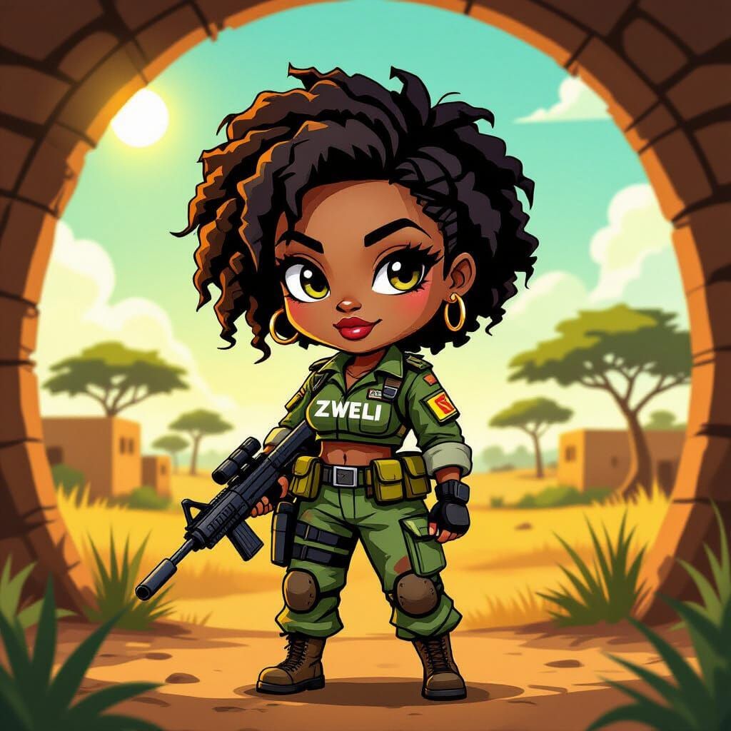 Gritty Chibi Soldier of Fortune in Africa