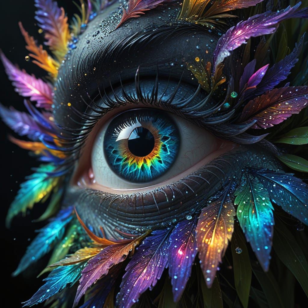 Sparkling Rainbow Nebula Crystal Eye with Dewy Lashes