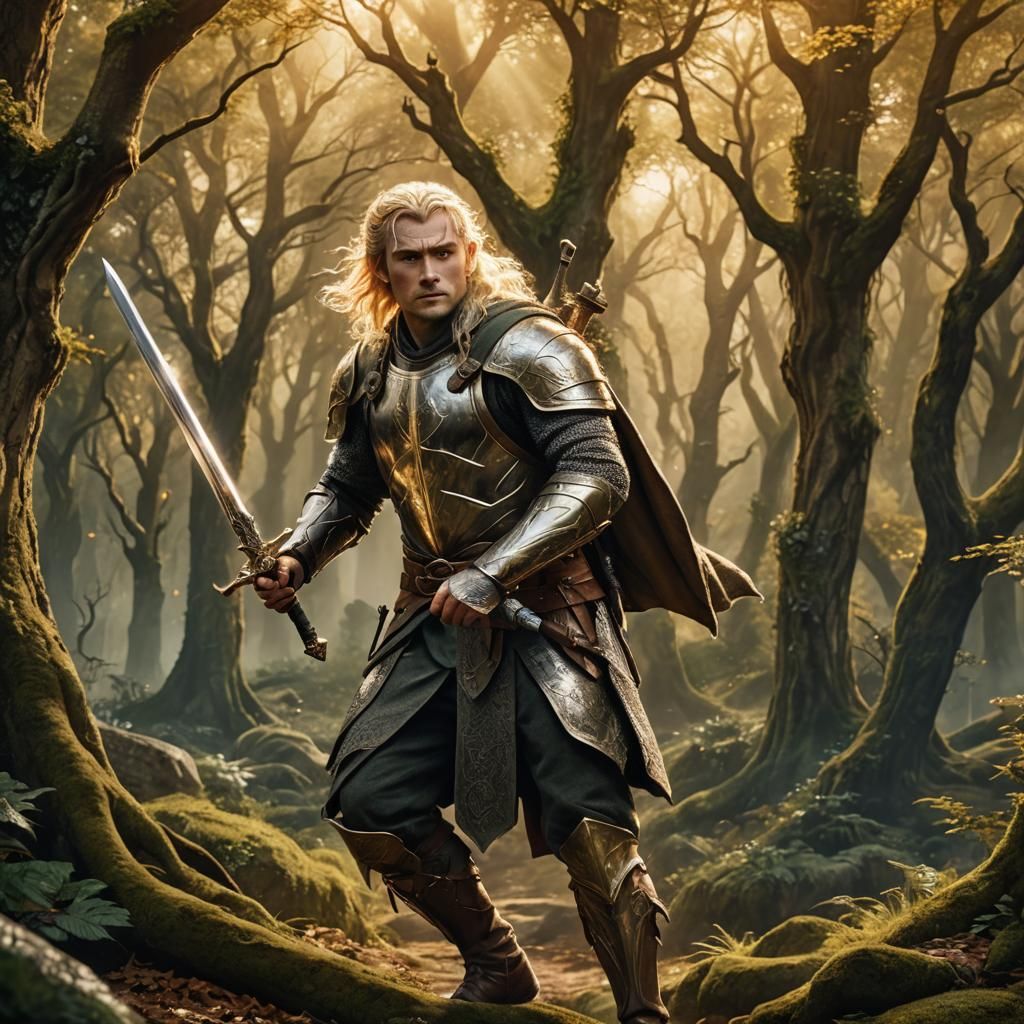 Hobbit Holy Warrior in Mystical Forest