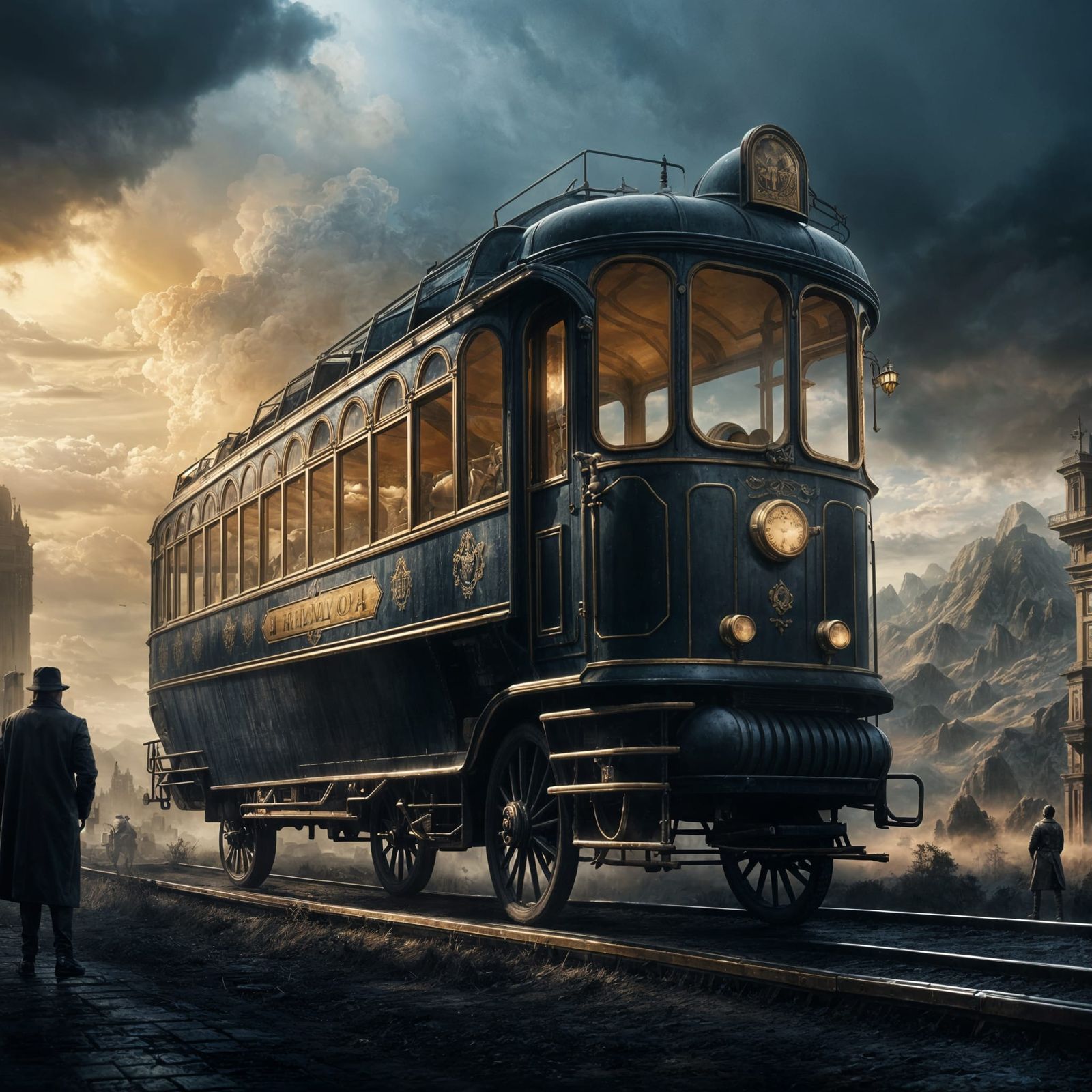 Dramatic Coach in Digital Matte Painting Style