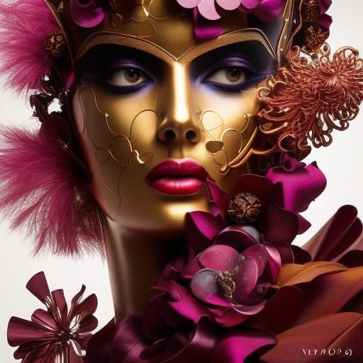 Goddess at Masquerade Ball in Geometric Style