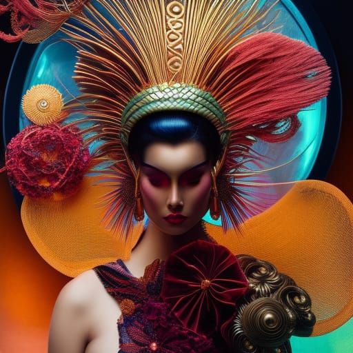 Goddess at Masquerade Ball in Geometric Style