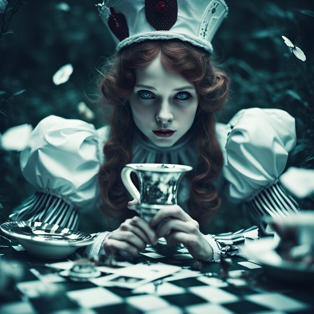 Alice in Wonderland: Dark Fantasy Sci-Fi Portrait