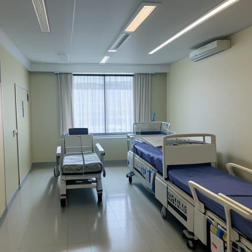 Modern Hospital Cafeteria with Natural Light and Comfortable...