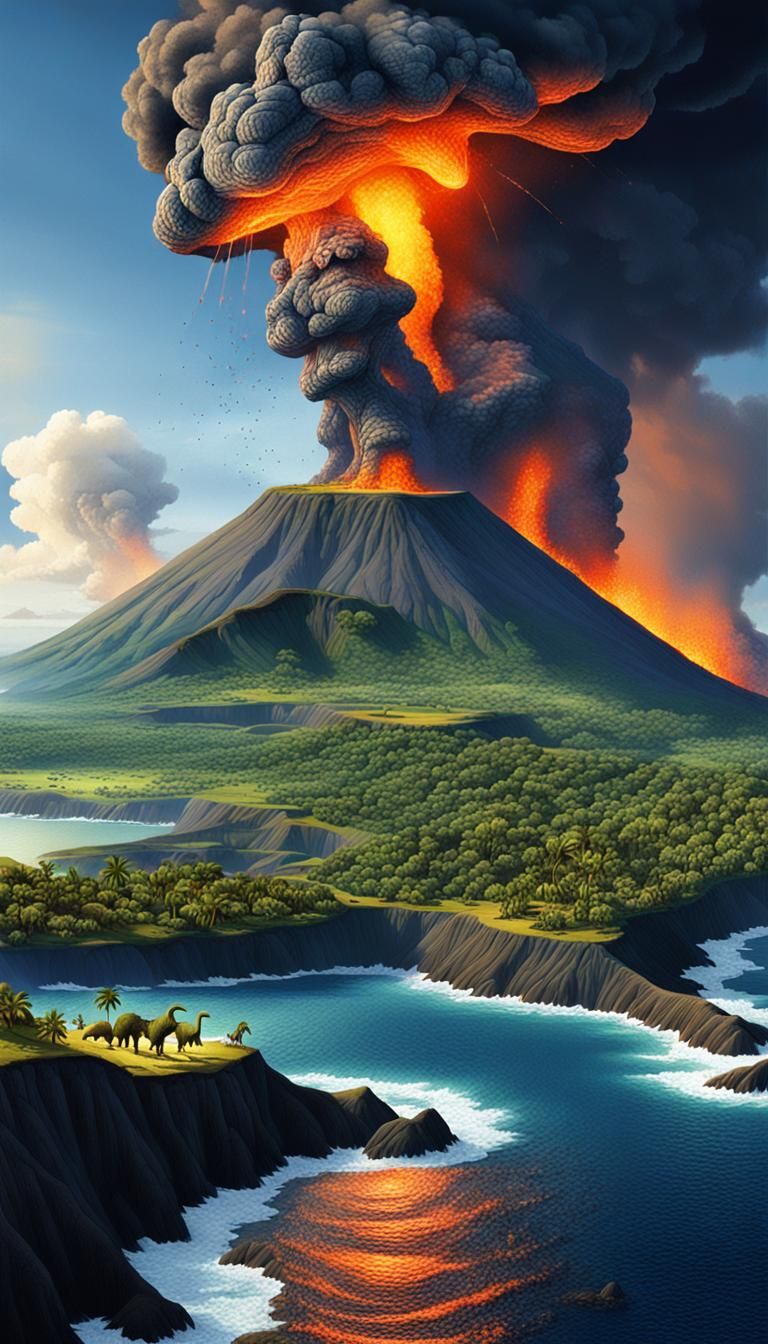 Dinosaurs Face Natural Disaster on Island