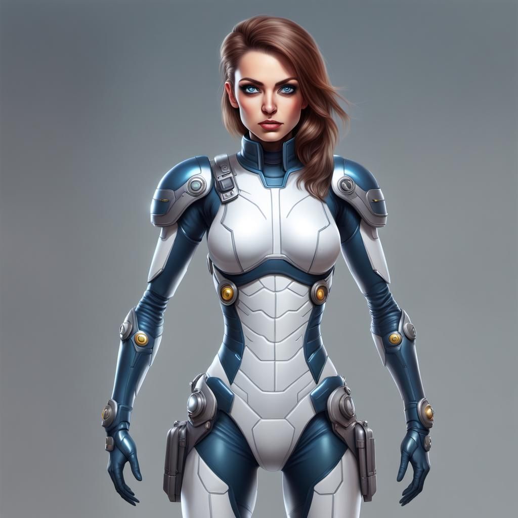 Cartoon Sci-Fi Captain With Realistic Eyes