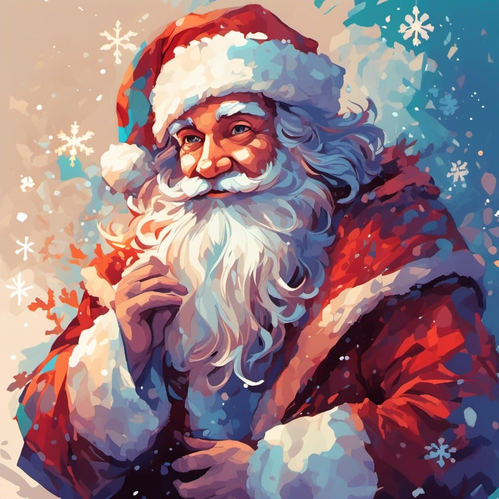 Vibrant Solid Cel-Shaded Portrait of Santa Claus
