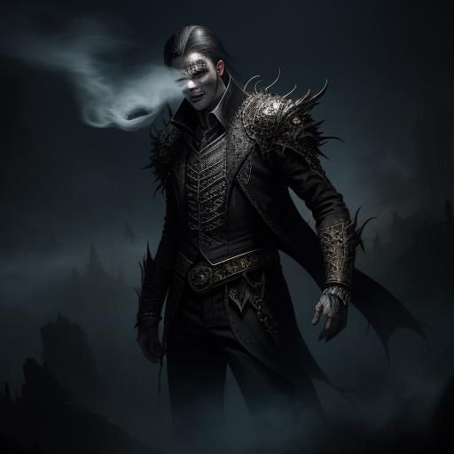 Vampire Emerges from Smoke: Epic Digital Painting