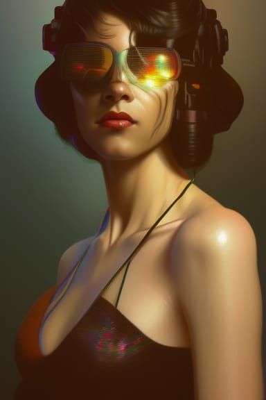 Cyberpunk Aristocrat Portrait in Holographic Style