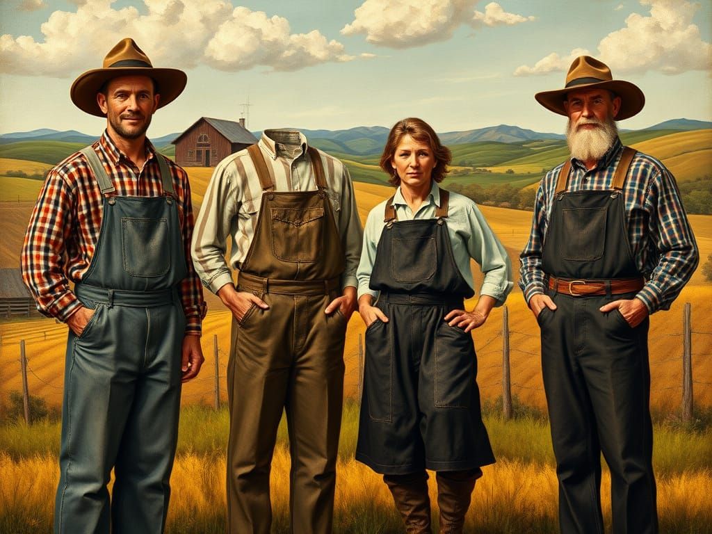 Rustic Farmers in Regionalist Style