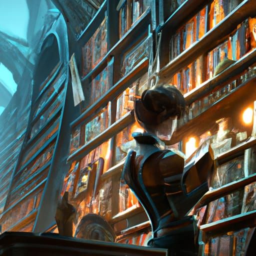 Hyperdetailed Library Concept Art in Art Nouveau Style