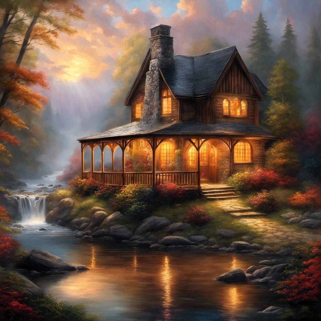 Cozy Cabin Interior in Gothic Cottagecore Style