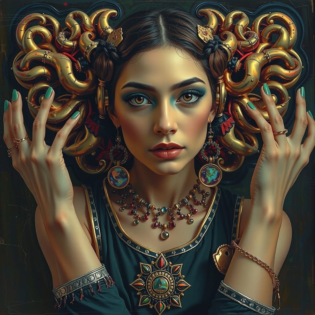 Vivid Fractal Landscape in Hyper-Realistic Oil Painting