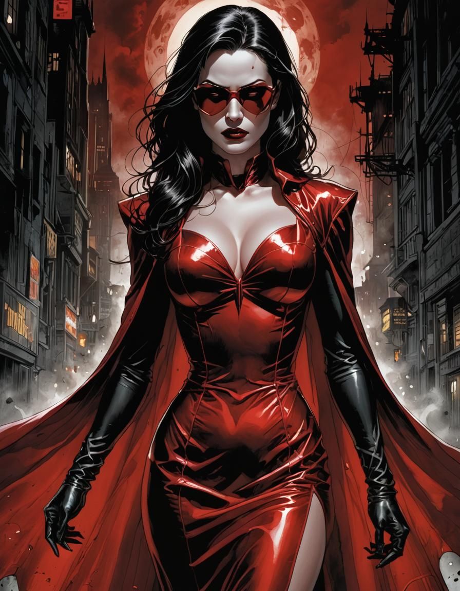 Vampire in Red Dress: Comic Book Art