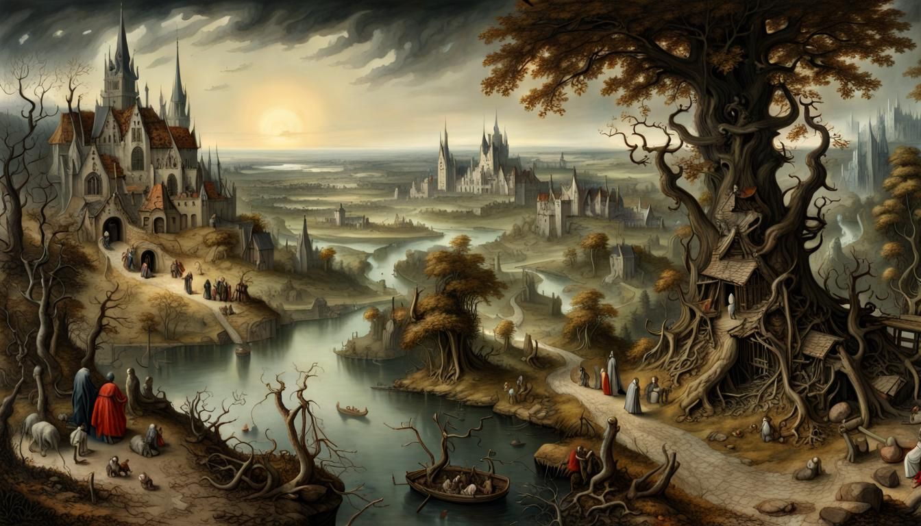 Fantasy Horror Landscape in the Style of Classic Masters