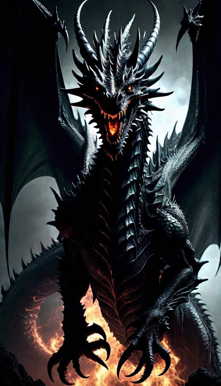 Terrifying Spectral Dragon in Black Void: Cell Shading