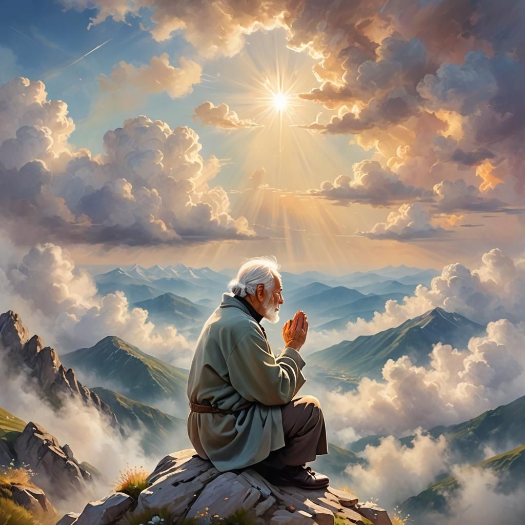 Elderly Storyteller in Dreamlike Digital Painting