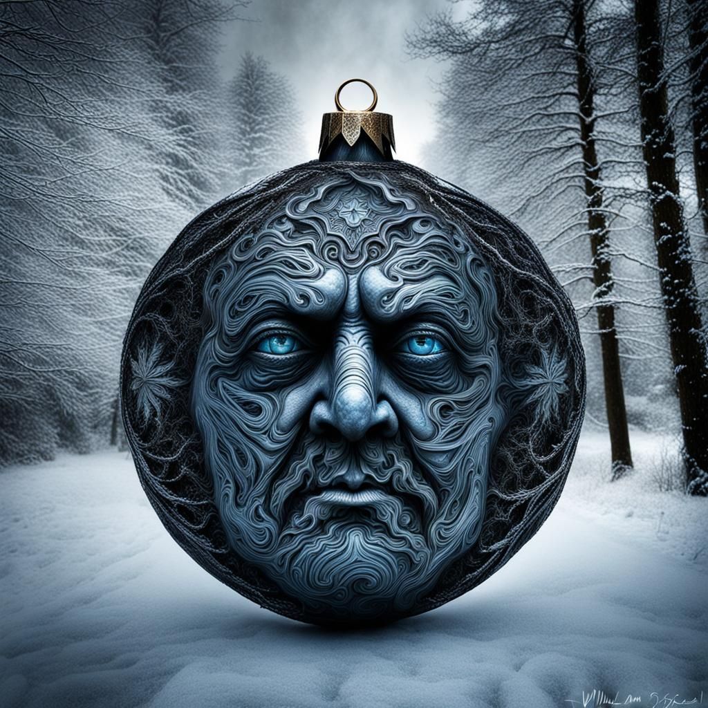 Surrealist Christmas Balls with Strange Characters, Digital ...