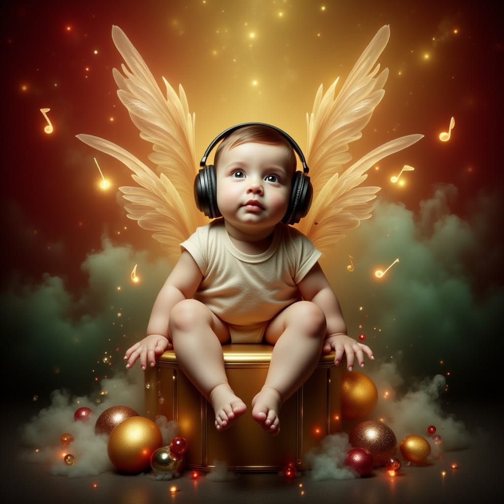 Baby Music Maestro in a Vibrant Fantasy Scene