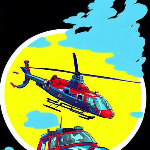Anime Style Helicopter in Deep Color