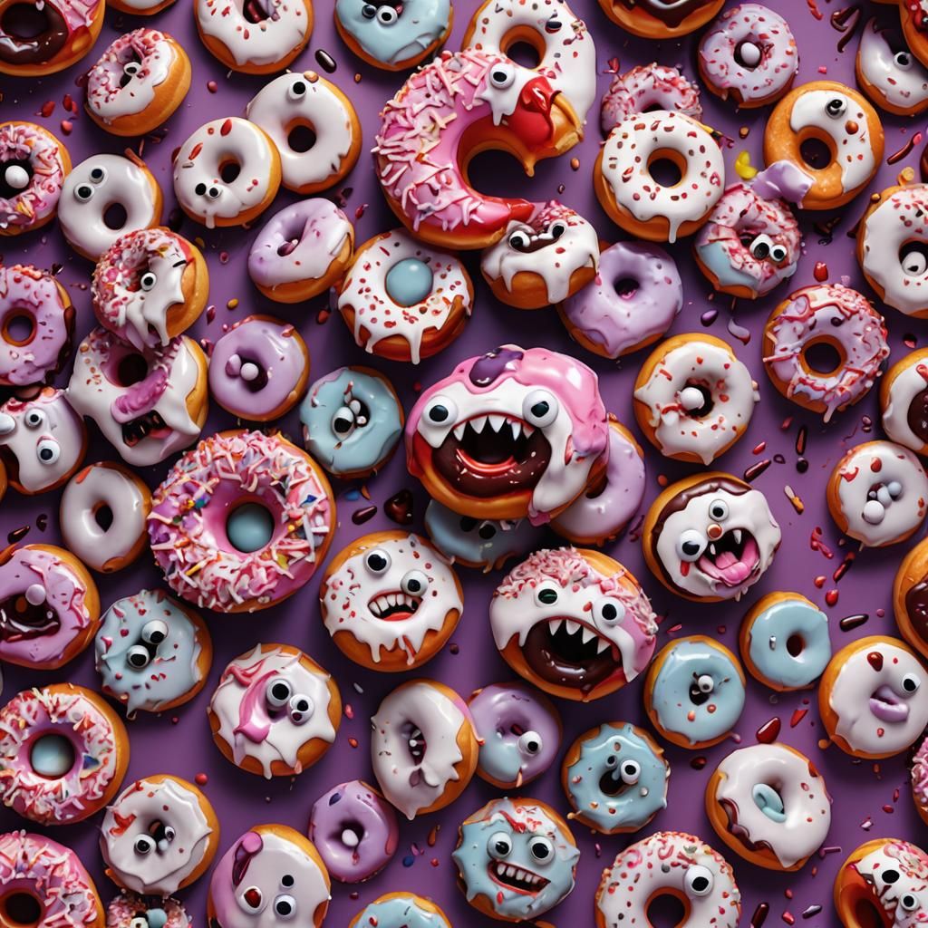 Vampire Donut Concept Art in Pixar Style