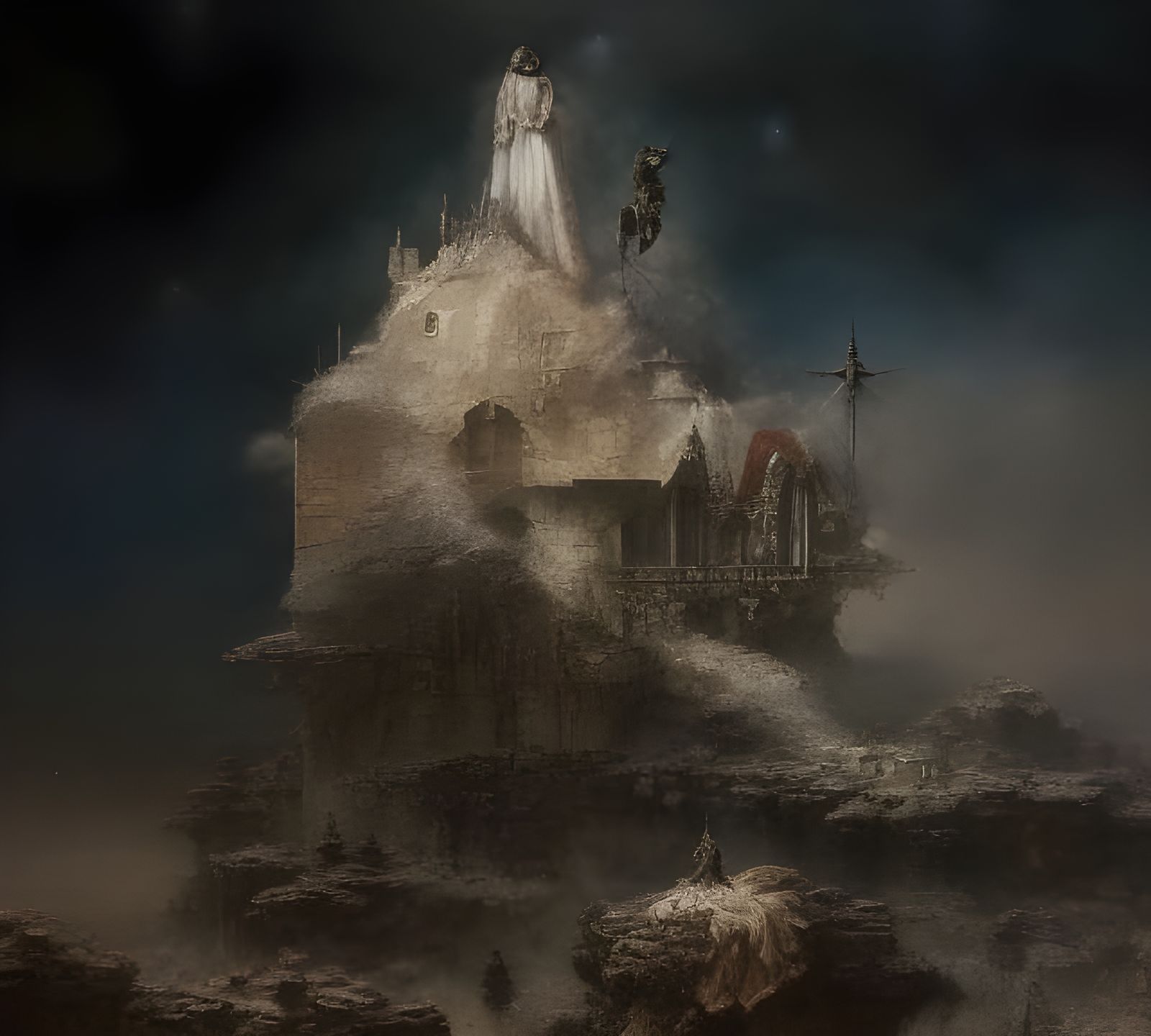 Futuristic Cityscape with Bizarre Creatures, Digital Art