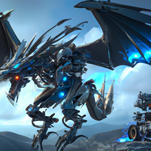 Spectacular Robotic Dragon in Dark Fantasy Style
